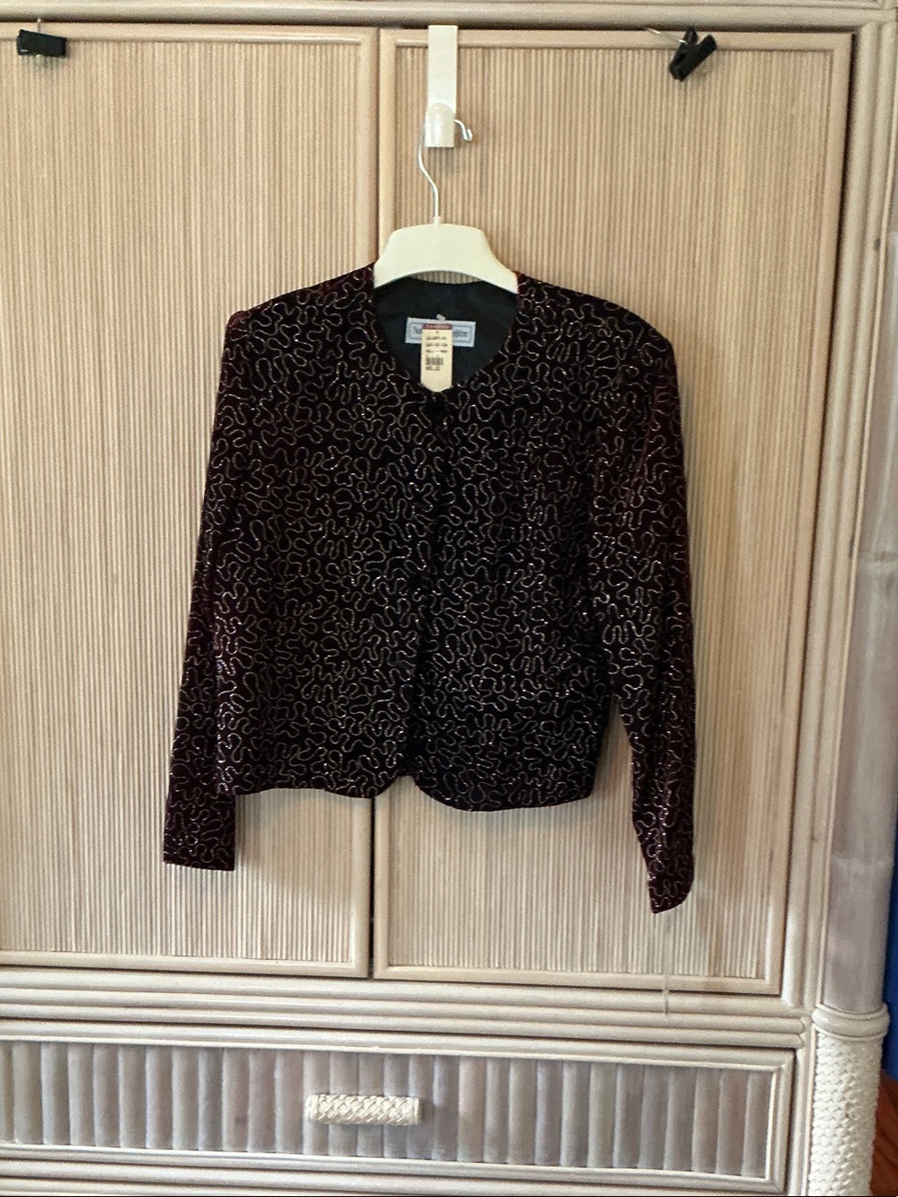 Norton McNaughton Burgundy Velvet Blazer with Metallic Swirl